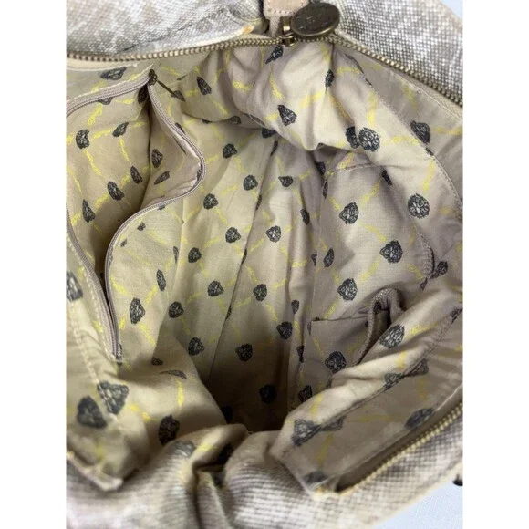 Ed Hardy Fringe Studded Purse Suede Leather Canvas Embroidered Boho Western - Picture 9 of 16